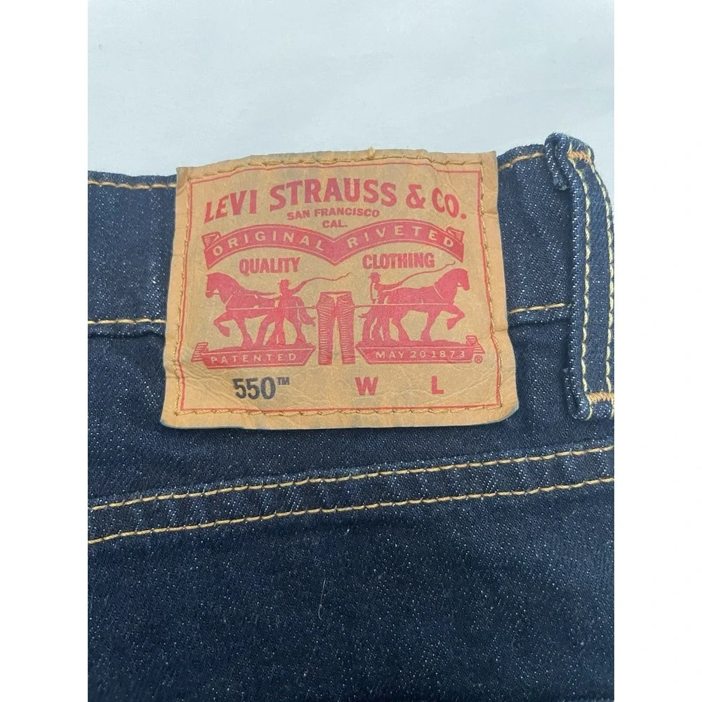 NEW Levis 550 Relaxed Stretch Tapered Jeans Mens 44x30 Blue Big & Tall Dark Wash